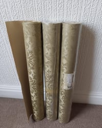 1970s Vintage Anneplas AB Wallpaper Rolls - Gold Brocade Damask Traditional - (Sets of 2 & 3 Rolls) – detail view 12