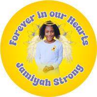 Image 2 of Forever in Our Hearts – Jamiyah Strong Memorial Button   💛🎗️