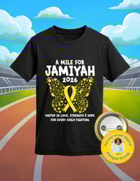 💛🎗️   A Mile for Jamiyah 2026 Shirt & Button Bundle   🎗️💛
