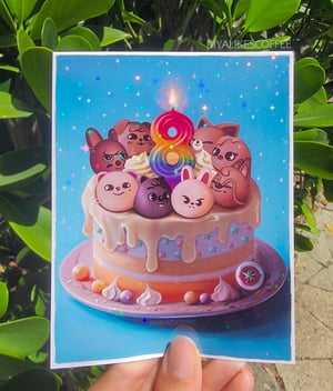 "Happy 8 Years" Small Holo Glitter Art Print 4.25 x 5.5