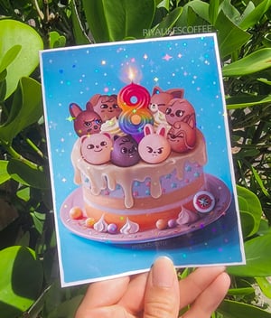 "Happy 8 Years" Small Holo Glitter Art Print 4.25 x 5.5