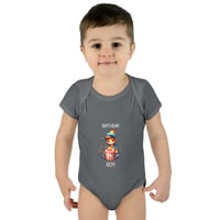 Image 1 of Baby Bodysuit - Cute Birthday Boy with Cake Illustration