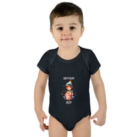 Image 3 of Baby Bodysuit - Cute Birthday Boy with Cake Illustration
