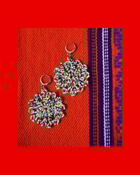 Image 1 of Spring Flower Huichol Style Woven Earrings