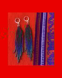 Image 1 of Black and Blue Fringe Earrings