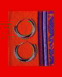 Image 1 of Abstract XL Beaded Hoops - Green