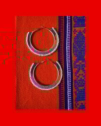 Image 1 of Abstract XL Beaded Hoops - Pink