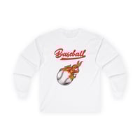 Flaming Baseball Long Sleeve Tee — "Baseball" Graphic