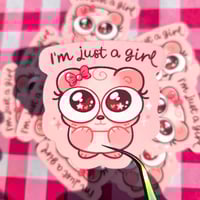 Image 1 of I'm Just A Girl Pink Panda Sticker