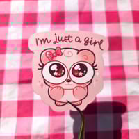 Image 2 of I'm Just A Girl Pink Panda Sticker