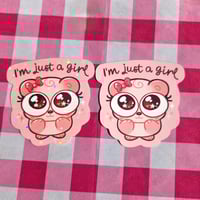 Image 3 of I'm Just A Girl Pink Panda Sticker