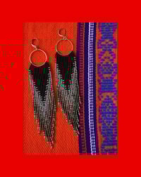 Image 1 of Moss Hoop Fringe Earrings
