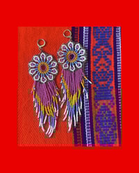 Spring Flower Huichol Style Fringe Earrings