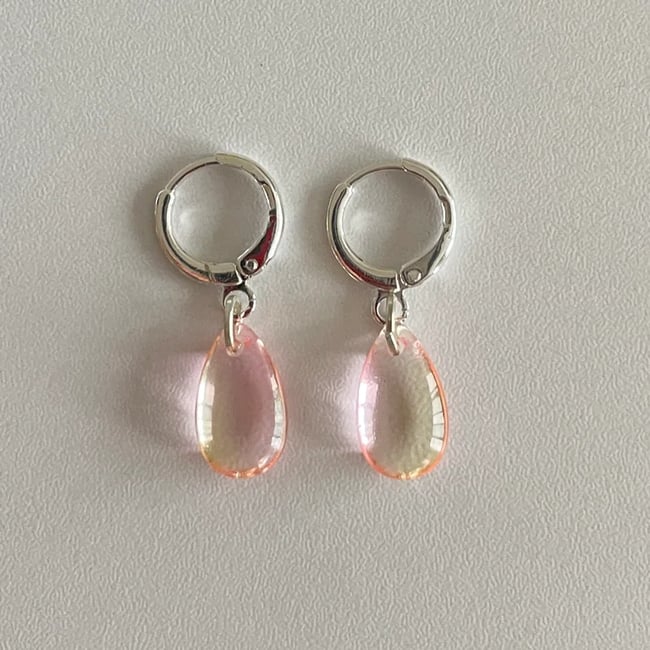 long teardrop gem huggie hoop earrings