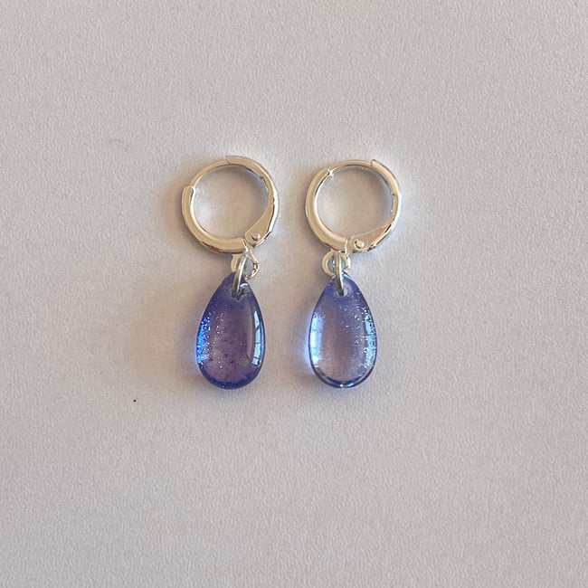 long teardrop gem huggie hoop earrings