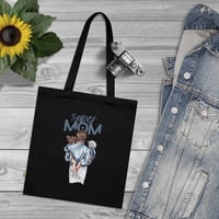 Image 4 of Tote Bag — "Super Mom" Mom & Kids Illustration Organic Cotton Tote, Mother's Day Gift