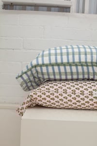 Image 1 of Plaid + Gold Flower Pillowcase