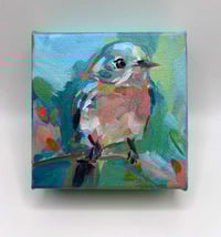 Image 1 of Copy of Blue Mood No. 1 – 4x4" eastern bluebird painting