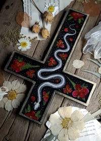 Image 5 of Snake Skeleton and Red Floral Wall Cross