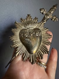 Image 5 of Radiating heart silver plate ex voto