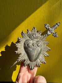 Image 1 of Radiating heart silver plate ex voto