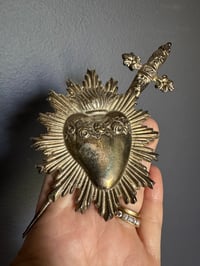 Image 6 of Radiating heart silver plate ex voto