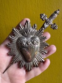 Image 3 of Radiating heart silver plate ex voto