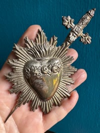 Image 8 of Radiating heart silver plate ex voto