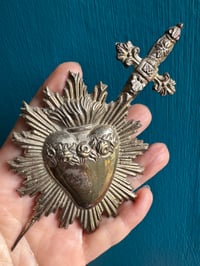 Image 9 of Radiating heart silver plate ex voto