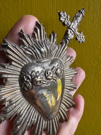 Image 4 of Radiating heart silver plate ex voto