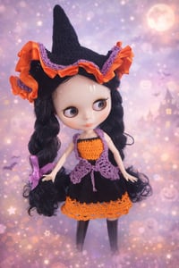 Image 2 of Blythe doll with crochet Halloween outfit