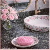 Image 1 of Bohemian Rose Luxury Floral Design Oval Soap Bar: Bridal Shower Favors