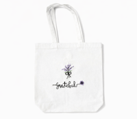 Image 2 of Grateful Embroidered White Tote Bag – 100% Cotton (13.5" x 13.5" x 3")