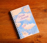 Image 1 of Handmade Dream Journal Bound Notebook, book, sleep, notes, gift, clouds, stars, log, review