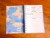 Image 2 of Handmade Dream Journal Bound Notebook, book, sleep, notes, gift, clouds, stars, log, review