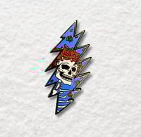Image 1 of Grateful Dead Enamel Pin 13 Point Bolt with Bertha Inlay Hard Enamel