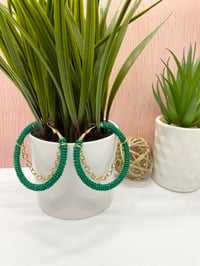 Image 2 of Emerald Drip Hoops