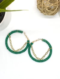 Image 1 of Emerald Drip Hoops