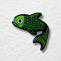 Image 1 of Green Glitter Fish Enamel Pin