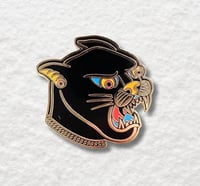 Image 1 of Panther with Gold Chain Enamel Pin 