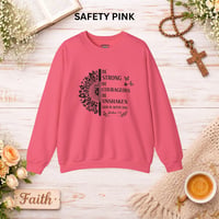 Image 4 of Be Strong Be Courageous Sweatshirt — Inspirational Christian Crewneck