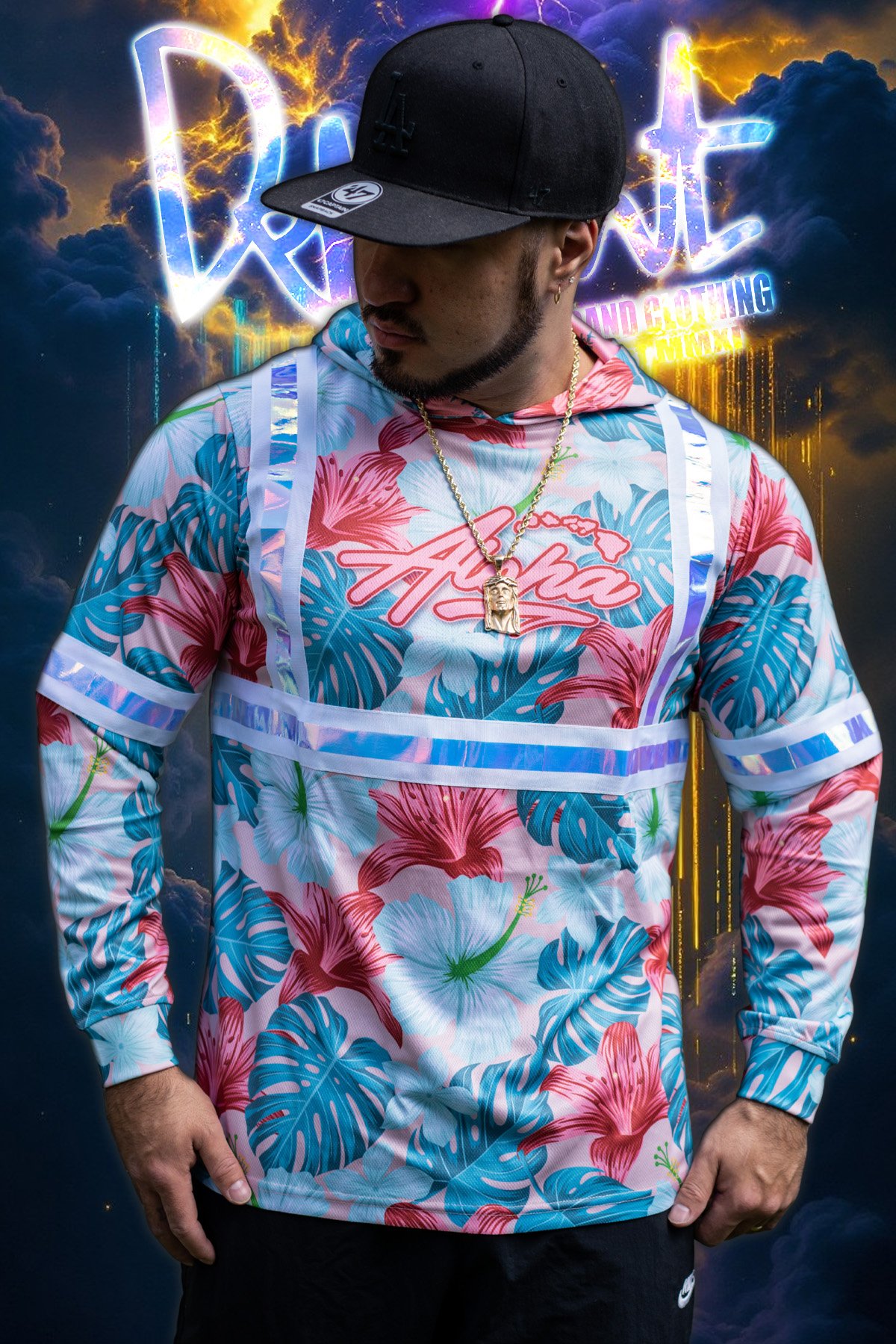 Hooded Longsleeve - Aloha Summer Floral High Viz.