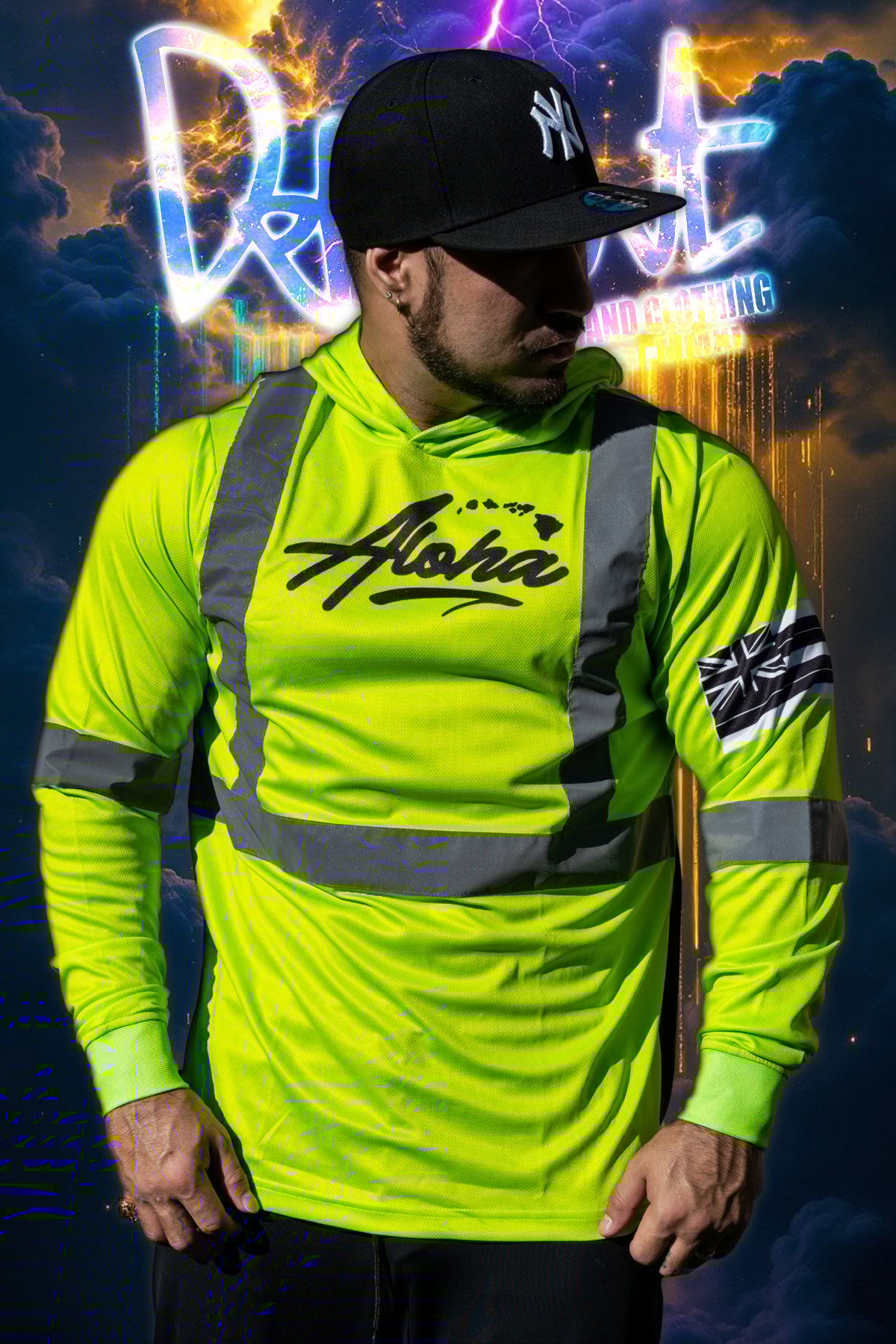 Aloha 50 - High Viz. Long Sleeve With Hood (Neon Green)