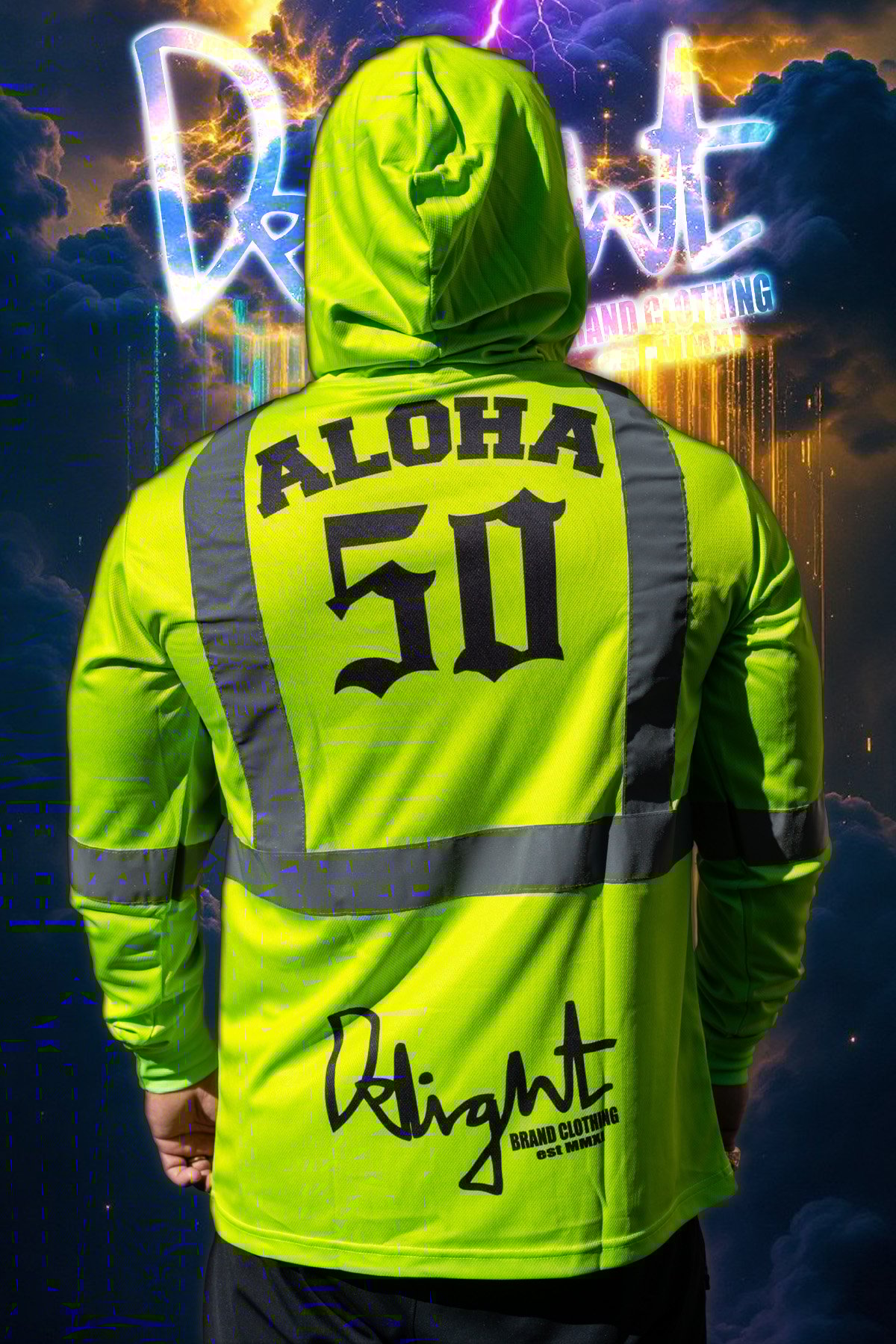 Aloha 50 - High Viz. Long Sleeve With Hood (Neon Green)