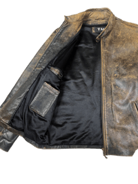 Image 3 of Vintage brown leather biker jacket