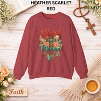 Image 4 of Blessed Momma Crewneck Sweatshirt — Floral Cross & Feathers Christian Mother's Gift