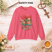 Image 8 of Blessed Momma Crewneck Sweatshirt — Floral Cross & Feathers Christian Mother's Gift
