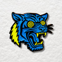 Image 1 of Blue Tiger in a Trance Enamel Pin with Grateful Dead Bolt, Saint of Circumstance