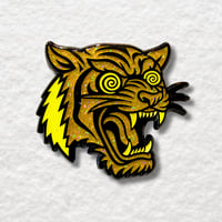 Image 1 of Gold Tiger in a Trance Enamel Pins with Grateful Dead Bolt, Saint of Circumstance