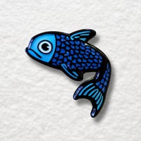 Image 1 of Blue Glitter Fish Enamel Pin